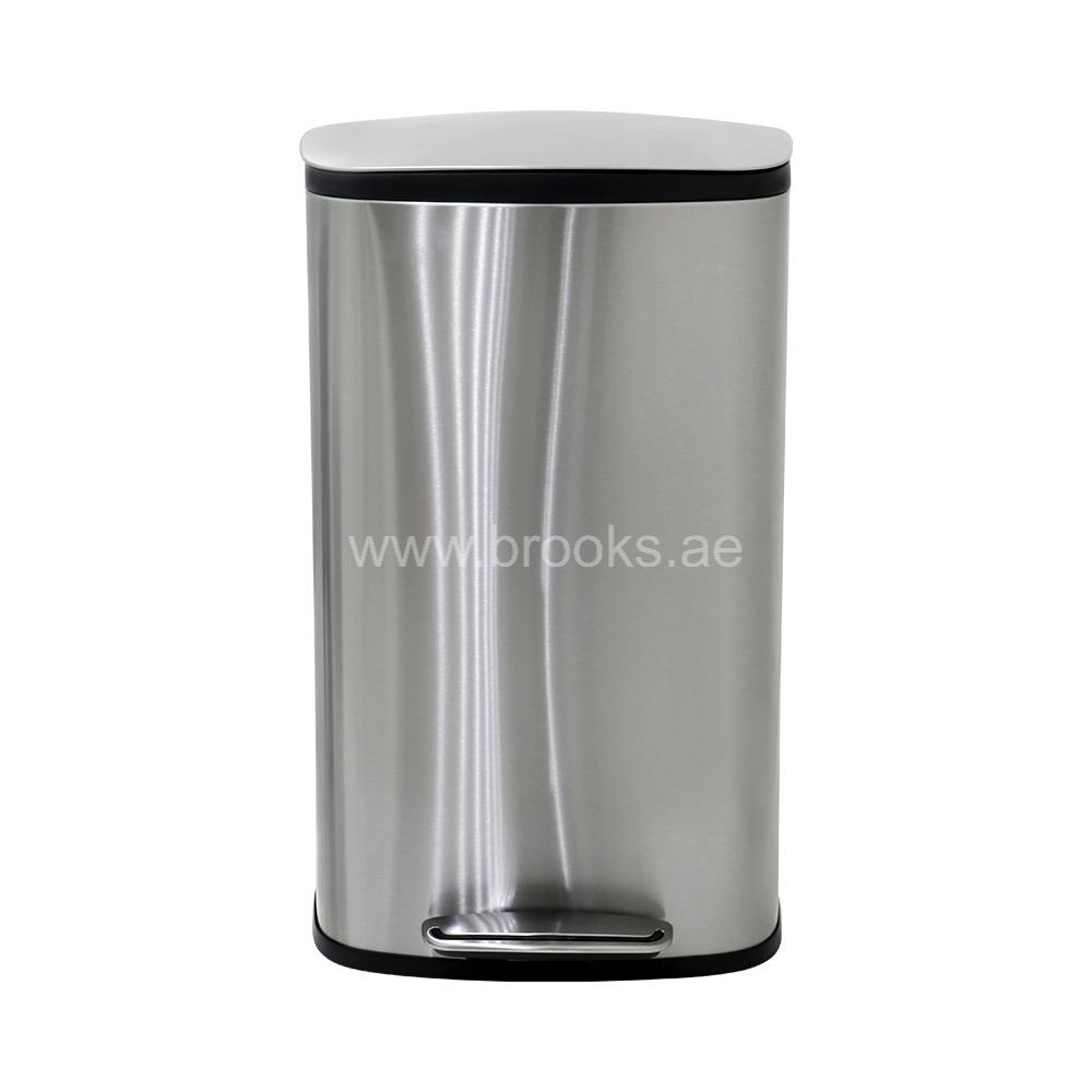 Brooks SS Rectangle Pedal Bin Silver 30Ltr 