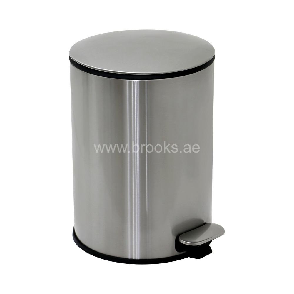 Brooks Hennex SS Round Pedal Bin Silver 5Ltr