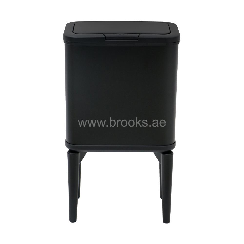 Brooks Metal Rectangle Push Bin Black 5Ltr