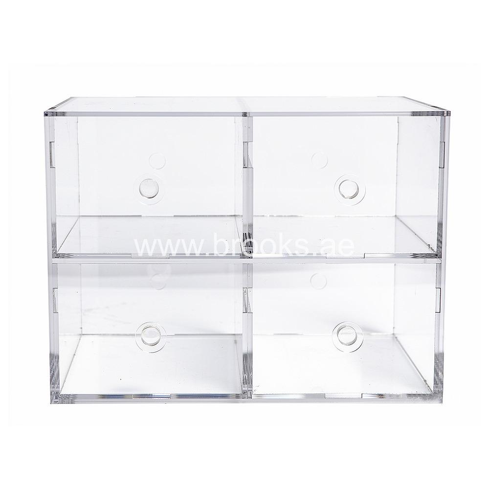 Veelex Clear Acrylic Storage Box Organizer with 4 Compartment 