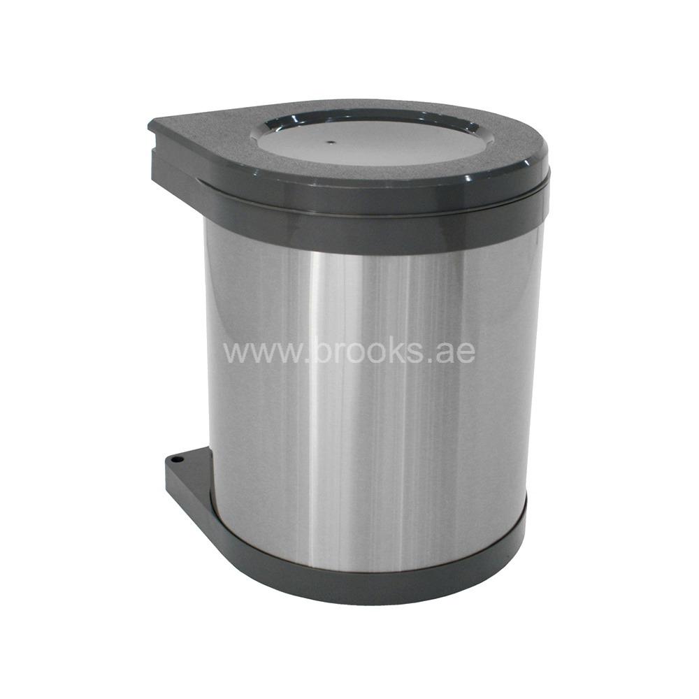 Brooks Savvy Kitchen Cabinet Round SS Bin 10Ltr Dark Grey