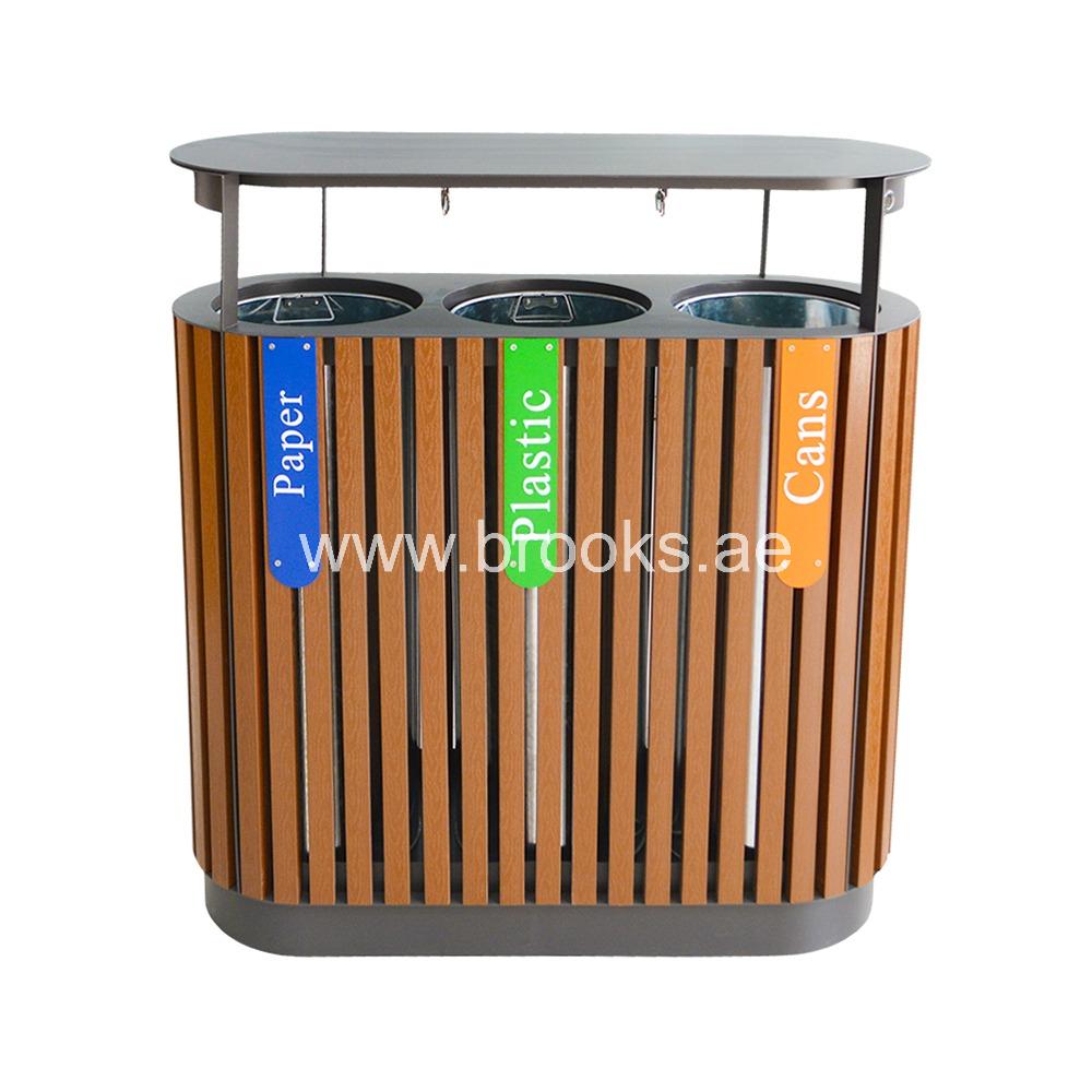 Brooks Drake Metal 3 Stream Recycle Bin 90Ltr 