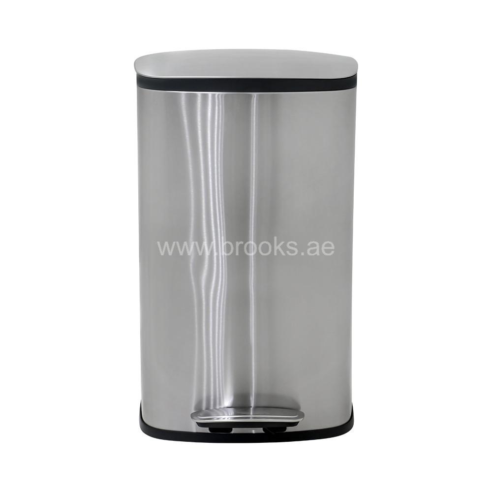 Brooks SS Rectangle Pedal Bin Silver 20Ltr