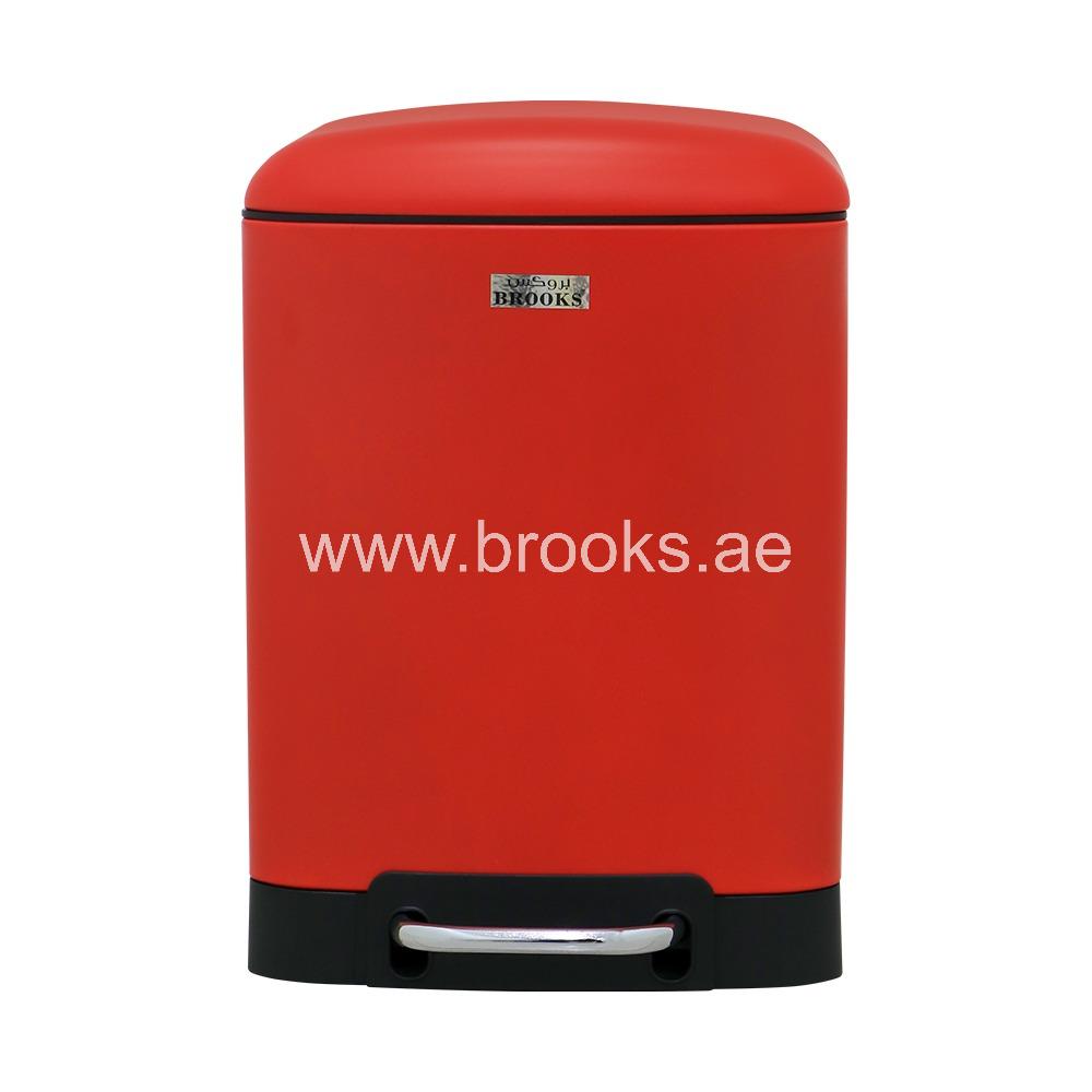 Brooks Domino Metal Pedal Bin Red 20Ltr