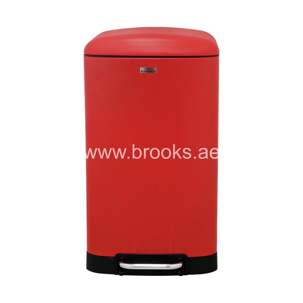Brooks Domino Metal Pedal Bin Red 40Ltr